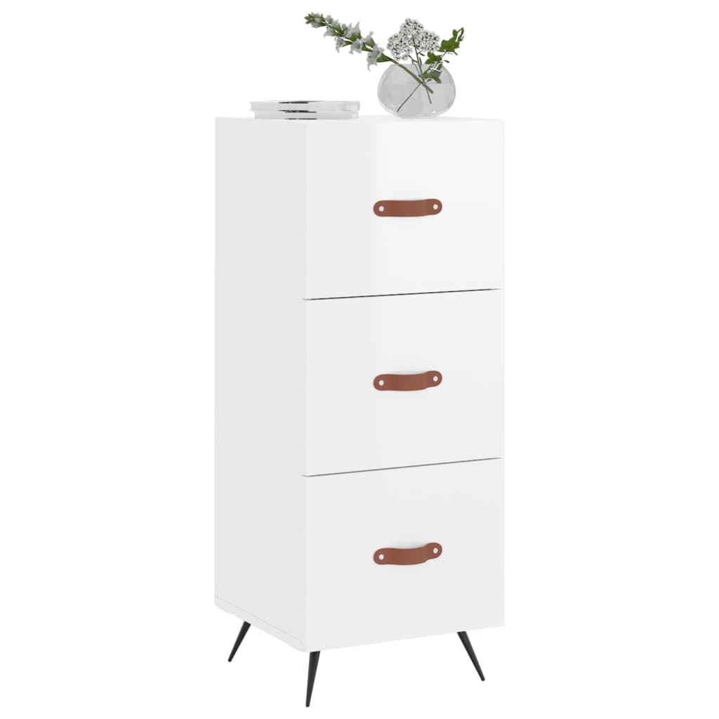 vidaXL Sideboard High Gloss White 34.5x34x90 cm Engineered Wood