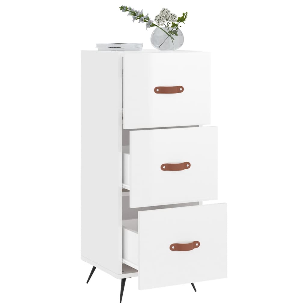 vidaXL Sideboard High Gloss White 34.5x34x90 cm Engineered Wood