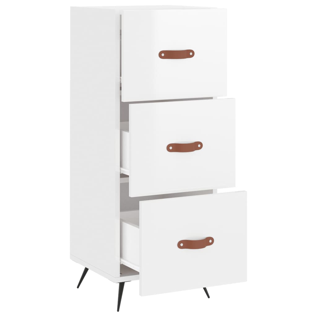 vidaXL Sideboard High Gloss White 34.5x34x90 cm Engineered Wood