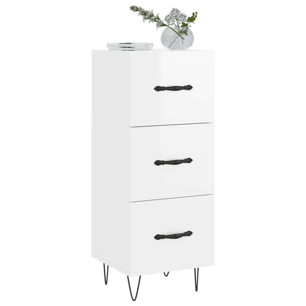 vidaXL Sideboard High Gloss White 34.5x34x90 cm Engineered Wood