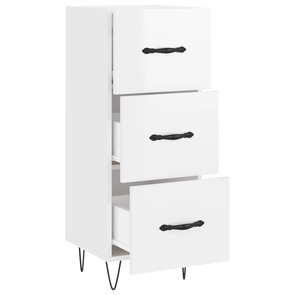 vidaXL Sideboard High Gloss White 34.5x34x90 cm Engineered Wood