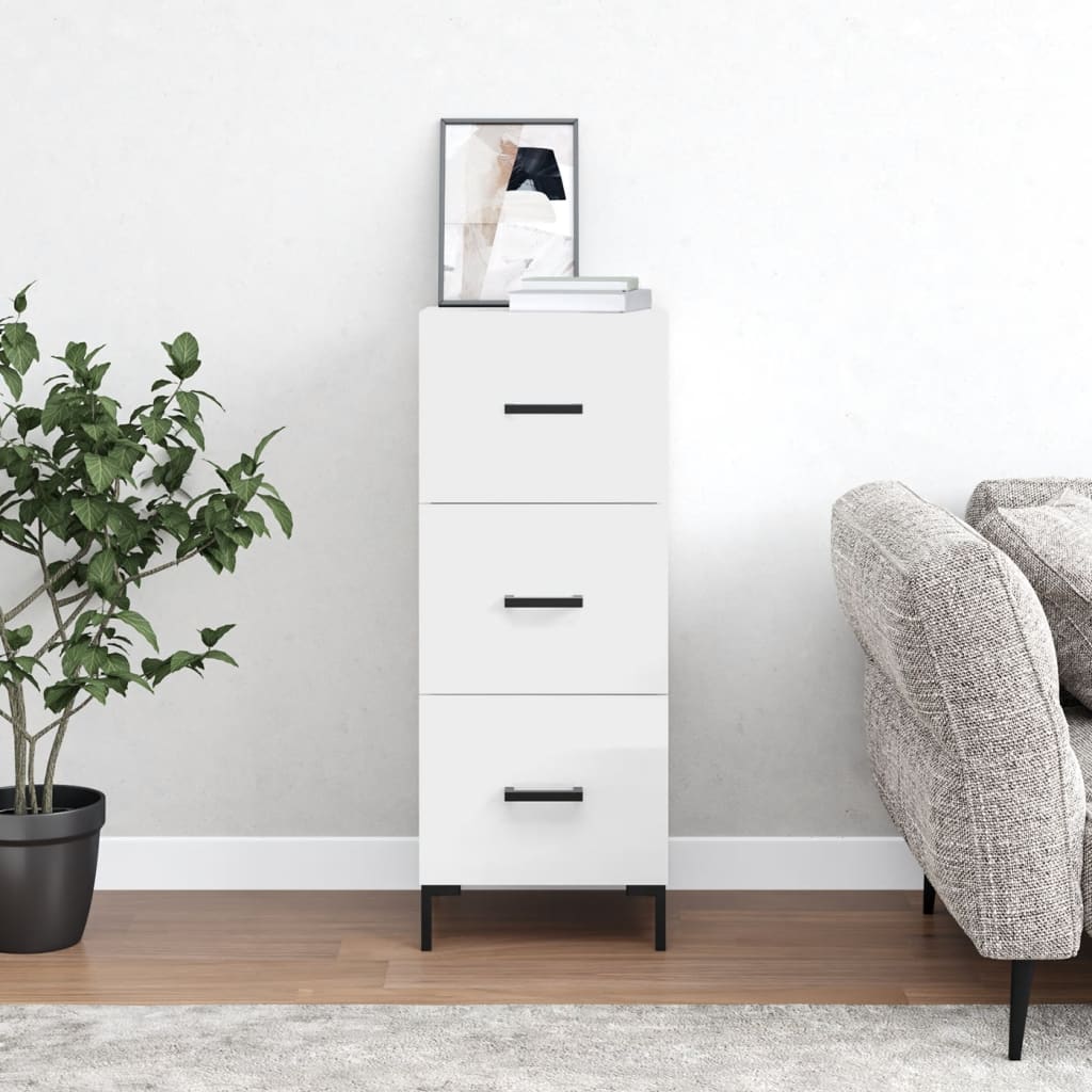 vidaXL Sideboard High Gloss White 34,5x34x90 cm Engineered Wood