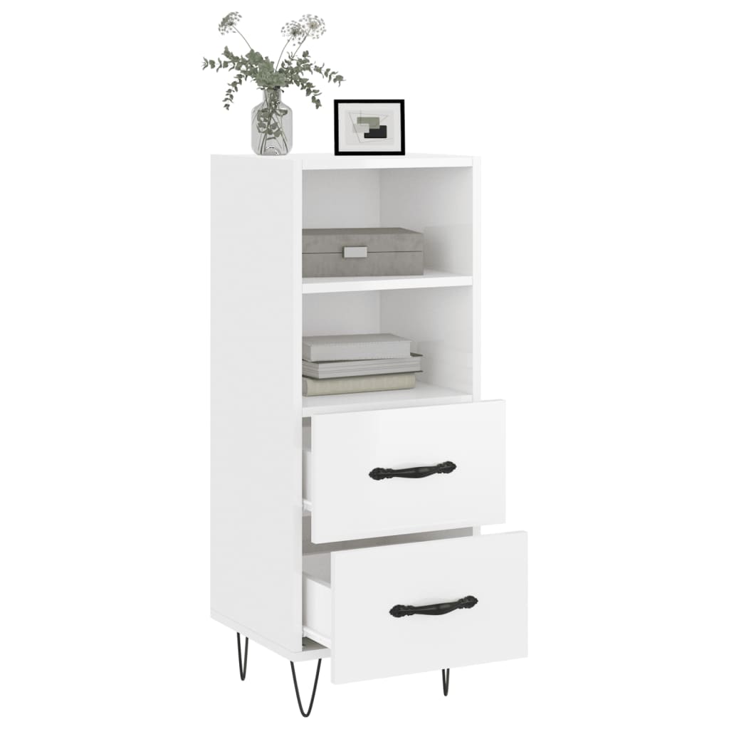 vidaXL Sideboard High Gloss White 34.5x34x90 cm Engineered Wood
