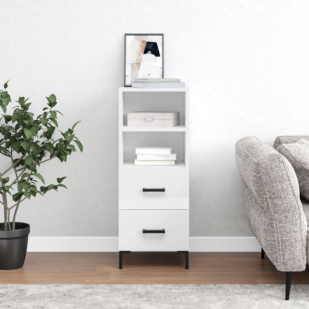 vidaXL Sideboard High Gloss White 34.5x34x90 cm Engineered Wood