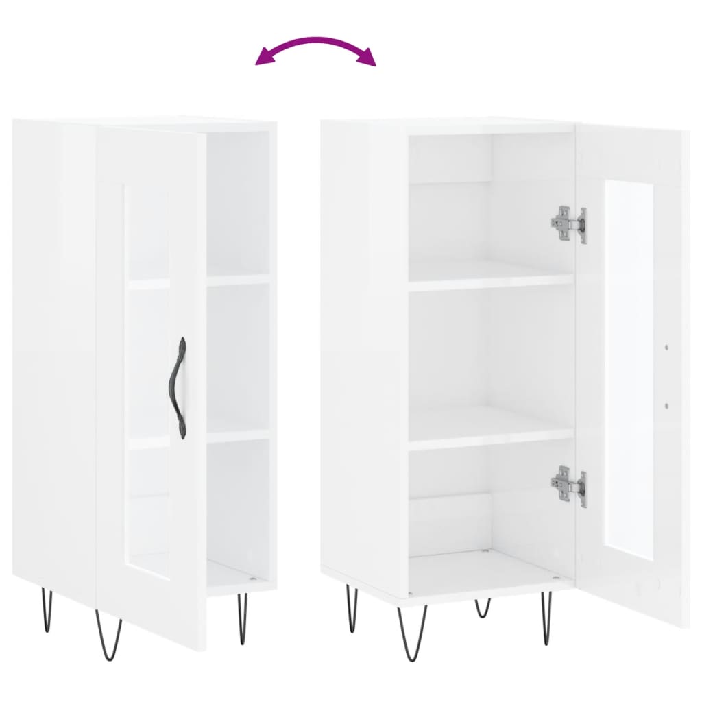 vidaXL Sideboard High Gloss White 34,5x34x90 cm Engineered Wood