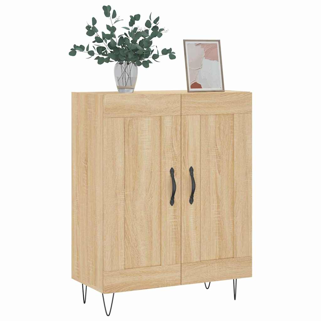 vidaXL Sideboard Sonoma oak 69.5 x 34 x 90 cm Engineered Wood and Iron