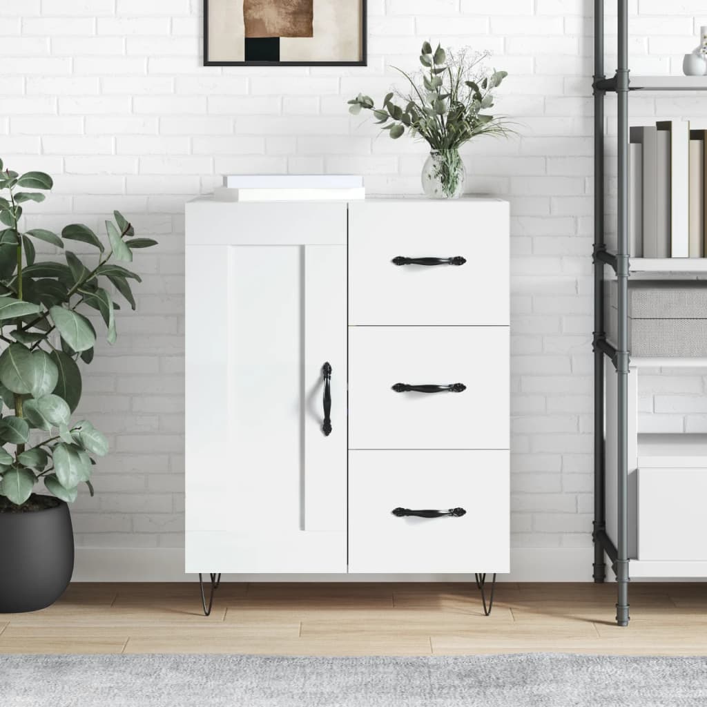 vidaXL Sideboard High Gloss White 69.5x34x90 cm Engineered Wood