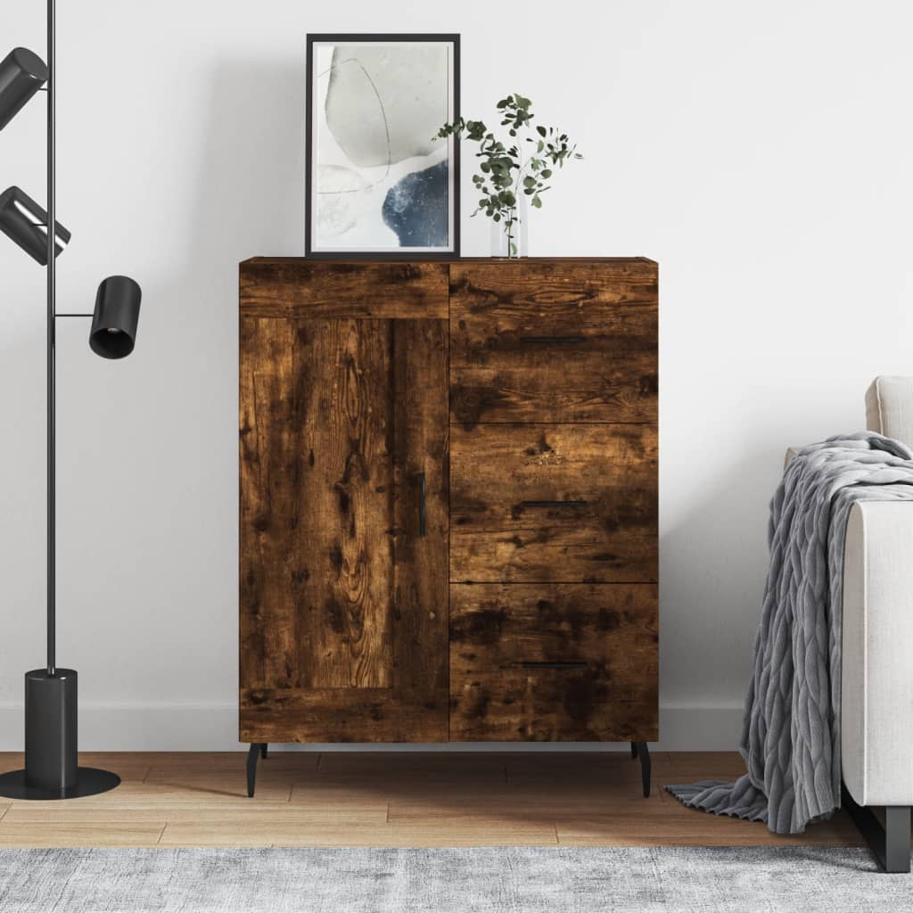 vidaXL Sideboard Smoked Oak 69.5x34x90 cm Engineered Wood