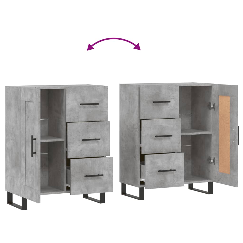 vidaXL Sideboard Concrete Grey 69.5x34x90 cm Engineered Wood