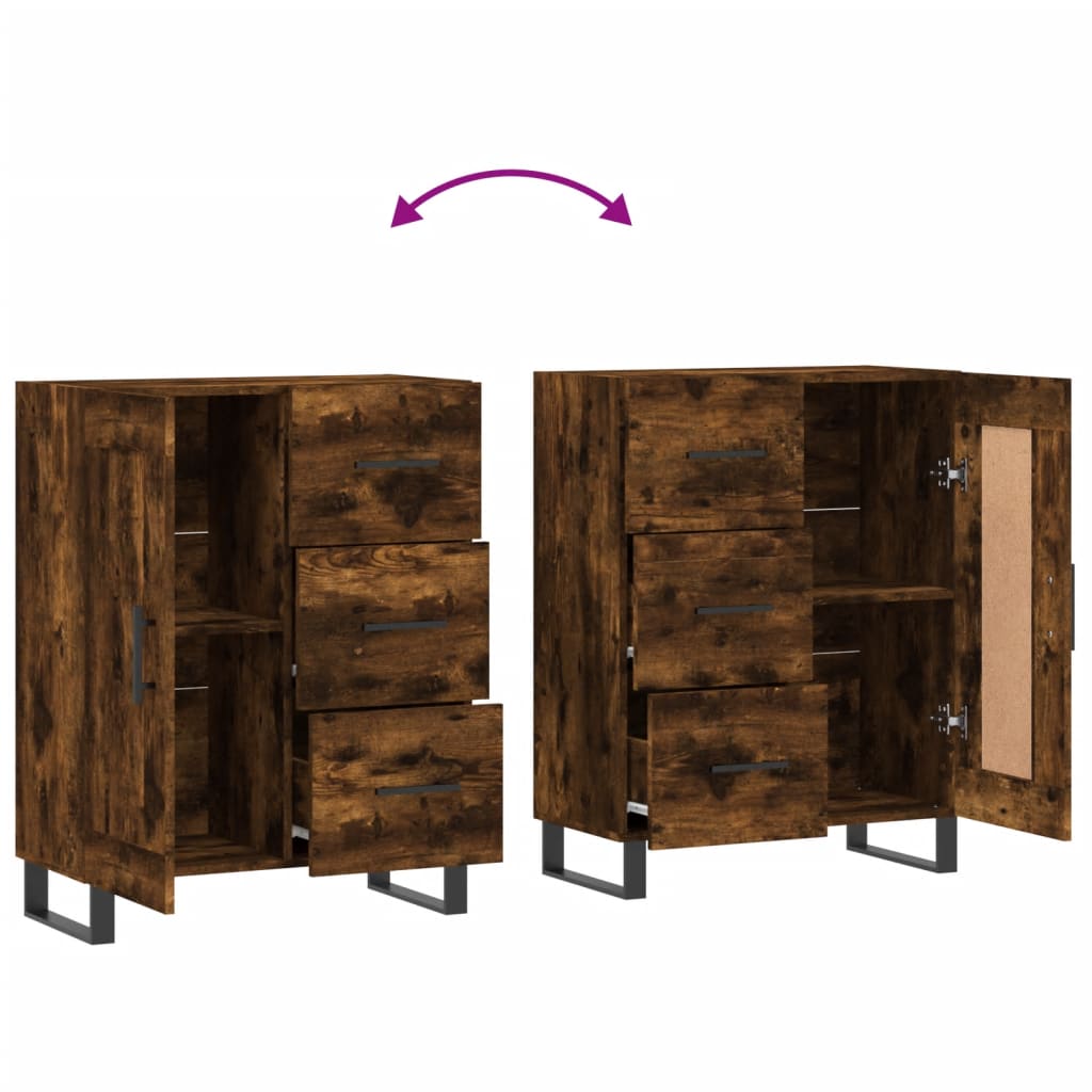 vidaXL Sideboard Smoked Oak 69.5x34x90 cm Engineered Wood