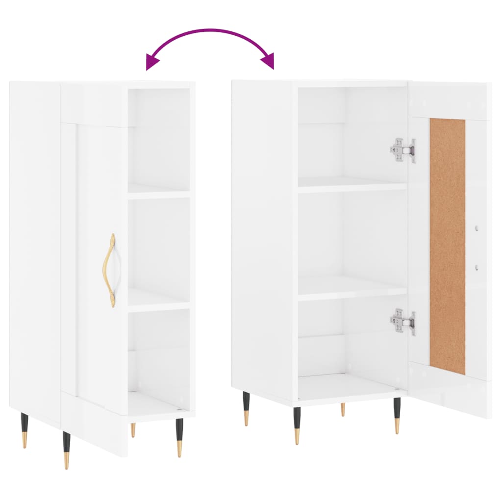 vidaXL Sideboard High Gloss White 34.5x34x90 cm Engineered Wood