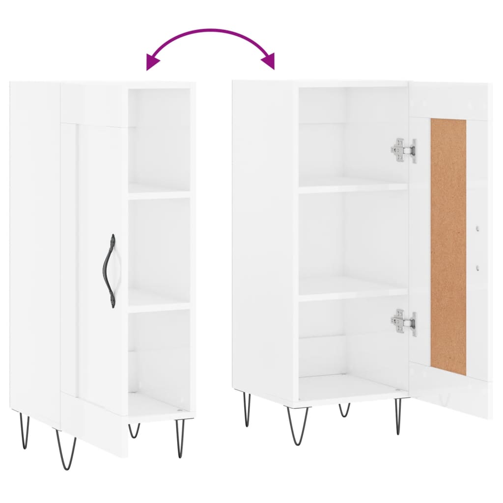 vidaXL Sideboard High Gloss White 34.5x34x90 cm Engineered Wood