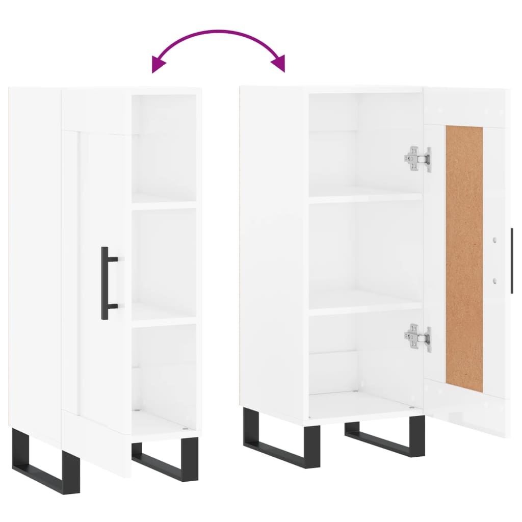 vidaXL Sideboard High Gloss White 34.5x34x90 cm Engineered Wood