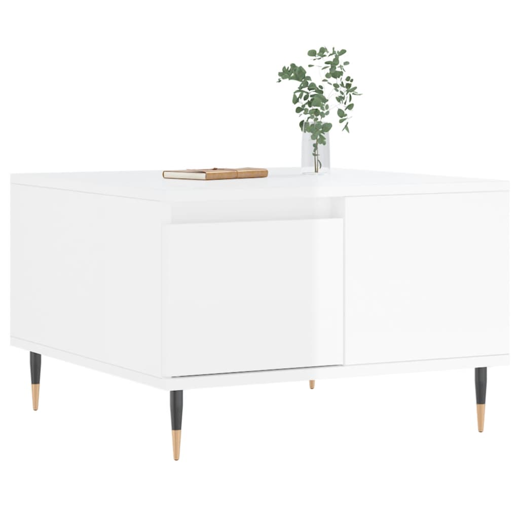 vidaXL Coffee Table High Gloss White 55x55x36,5 cm Engineered Wood