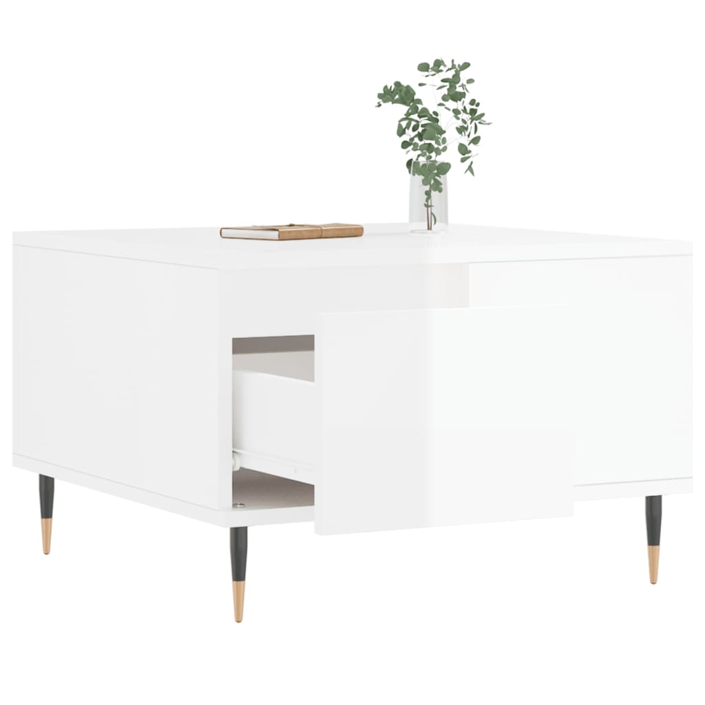 vidaXL Coffee Table High Gloss White 55x55x36,5 cm Engineered Wood