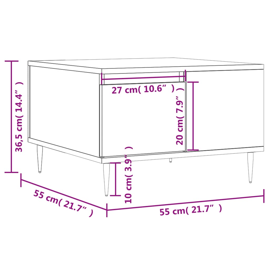 vidaXL Coffee Table Concrete Grey 55x55x36,5 cm Engineered Wood
