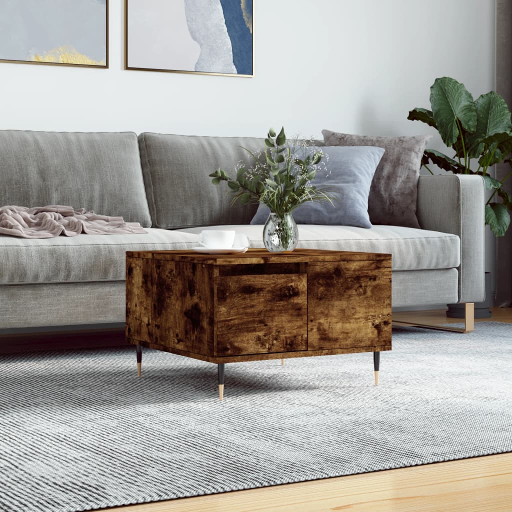 vidaXL Coffee Table Smoked Oak 55x55x36,5 cm Engineered Wood