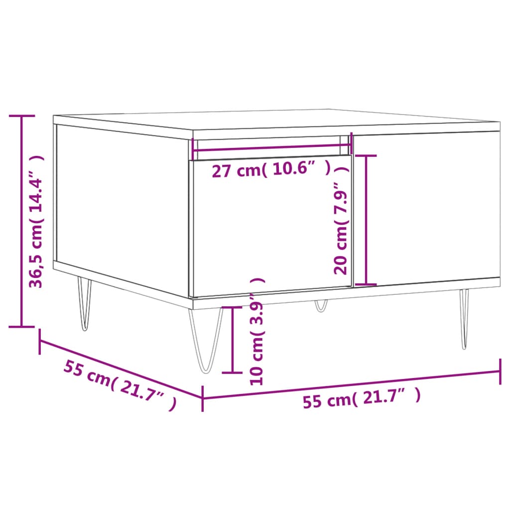 vidaXL Coffee Table Black 55x55x36,5 cm Engineered Wood