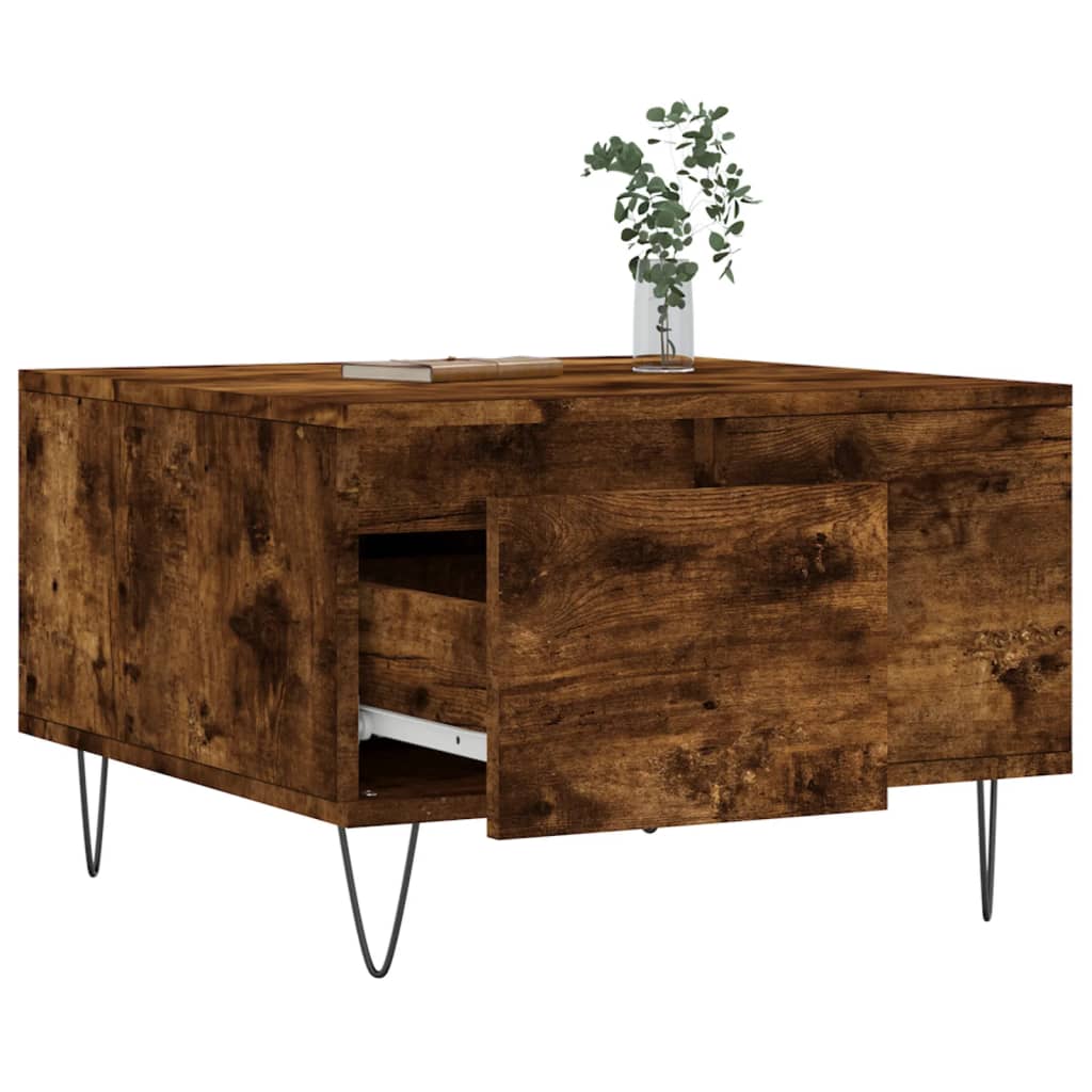 vidaXL Coffee Table Smoked Oak 55x55x36,5 cm Engineered Wood