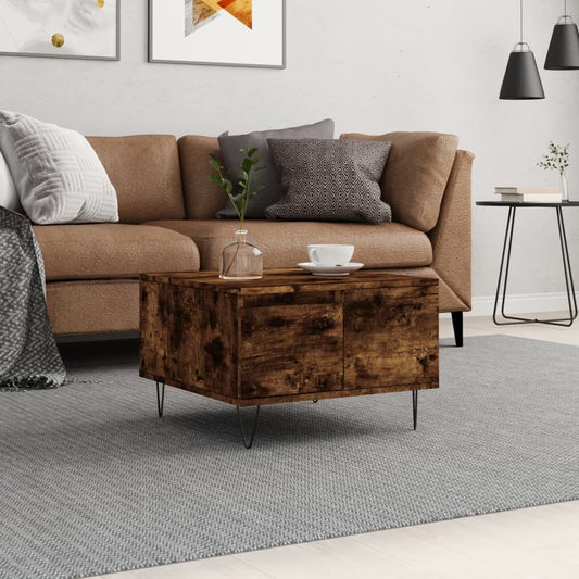 vidaXL Coffee Table Smoked Oak 55x55x36.5 cm Engineered Wood