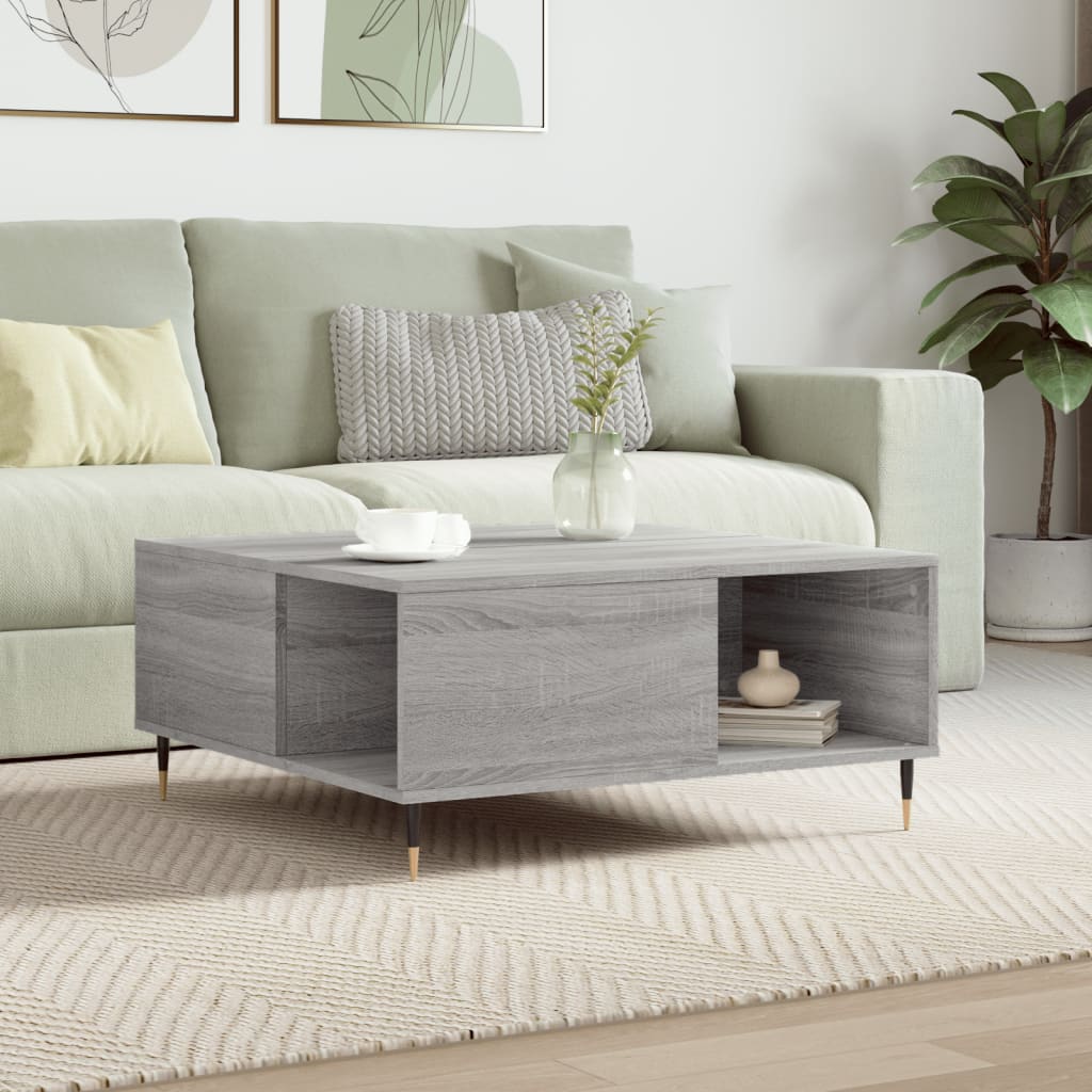 vidaXL Coffee Table Grey Sonoma 80x80x36,5 cm Engineered Wood