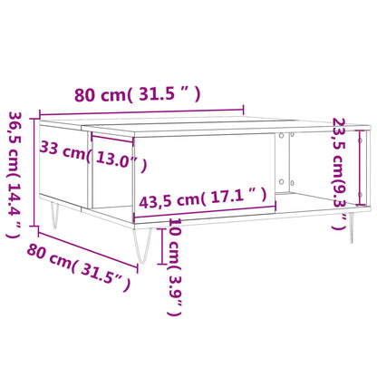vidaXL Coffee Table Sonoma Oak 80x80x36,5 cm Engineered Wood