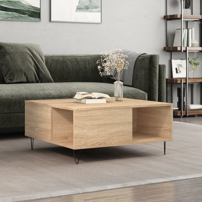 vidaXL Coffee Table Sonoma Oak 80x80x36,5 cm Engineered Wood
