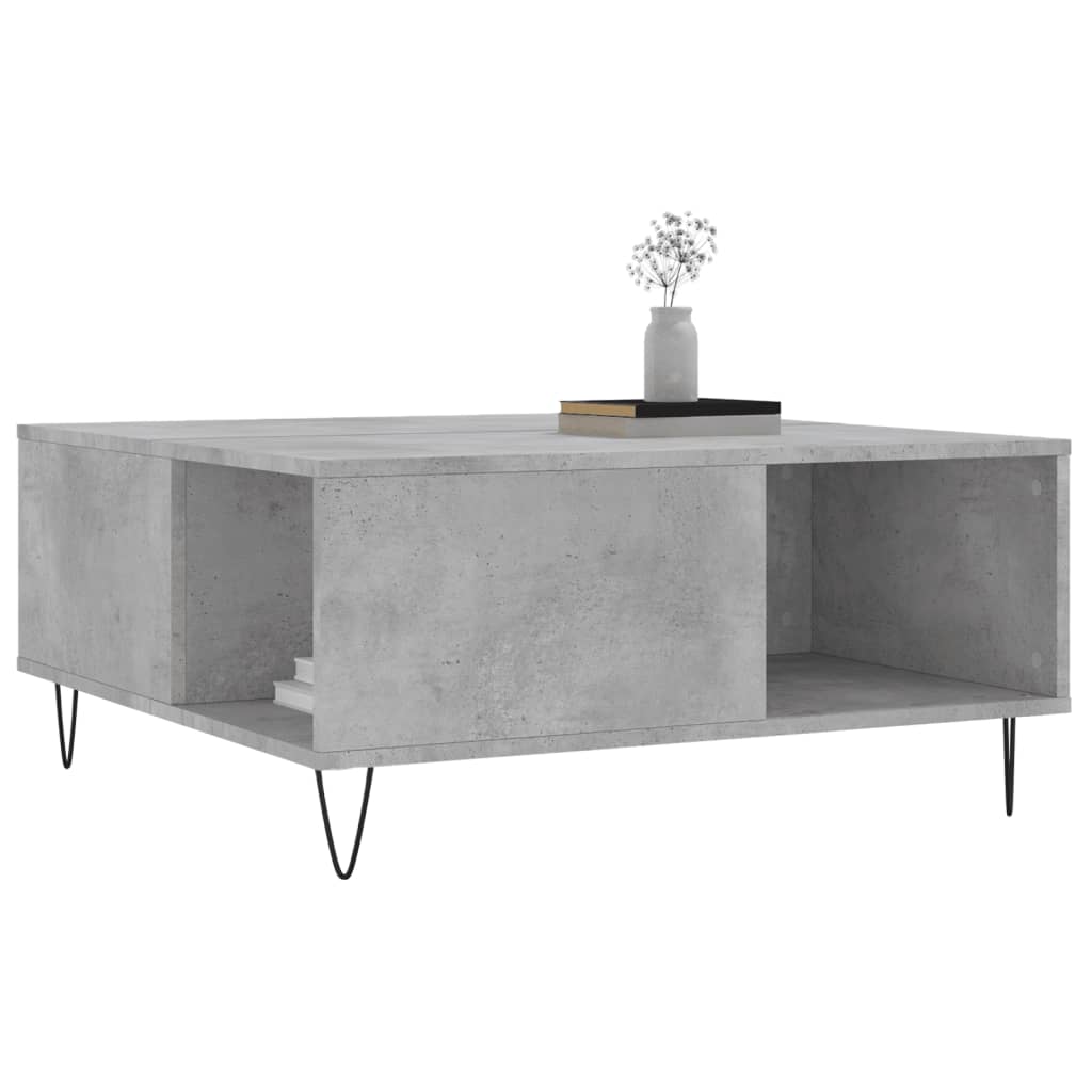 vidaXL Coffee Table Concrete Grey 80x80x36,5 cm Engineered Wood