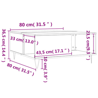 vidaXL Coffee Table Concrete Grey 80x80x36.5 cm Engineered Wood