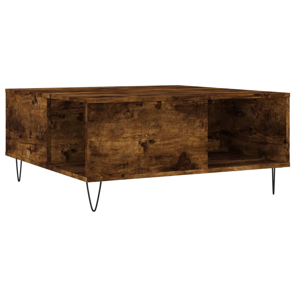 vidaXL Coffee Table Smoked Oak 80x80x36,5 cm Engineered Wood