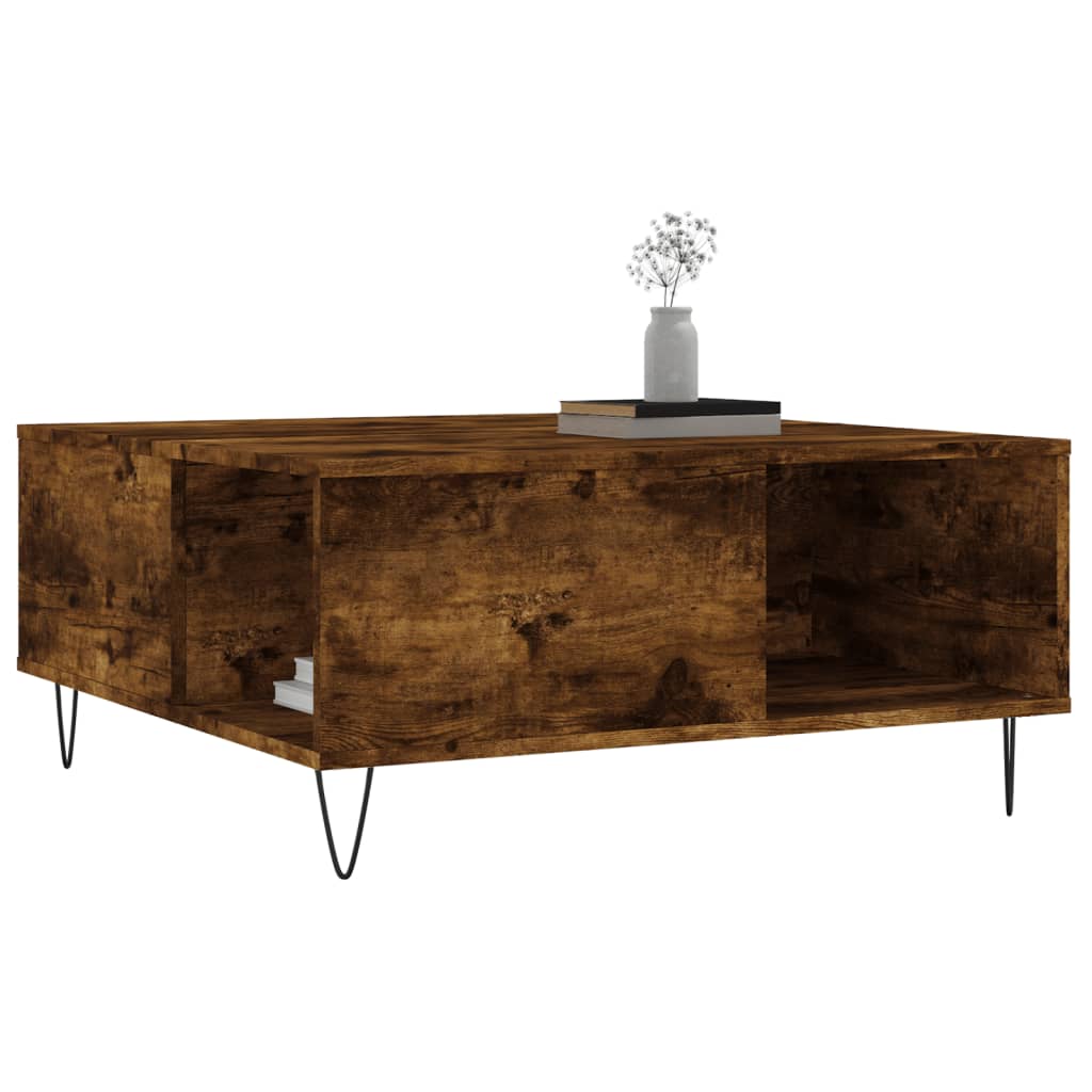 vidaXL Coffee Table Smoked Oak 80x80x36,5 cm Engineered Wood