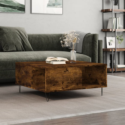 vidaXL Coffee Table Smoked Oak 80x80x36,5 cm Engineered Wood
