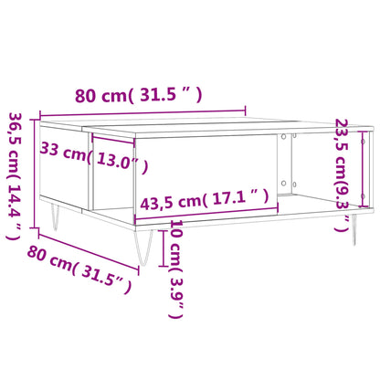 vidaXL Coffee Table Grey Sonoma 80x80x36,5 cm Engineered Wood