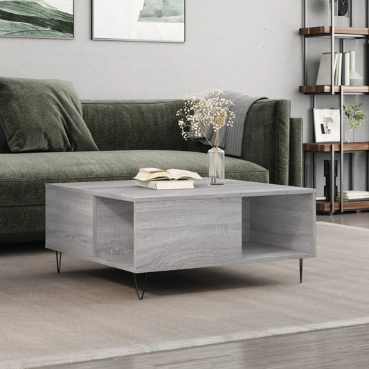 vidaXL Coffee Table Grey Sonoma 80x80x36,5 cm Engineered Wood