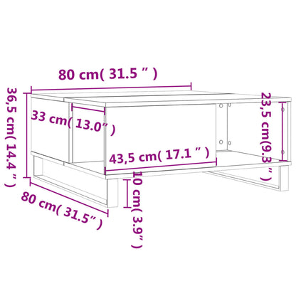 vidaXL Coffee Table Sonoma Oak 80x80x36,5 cm Engineered Wood