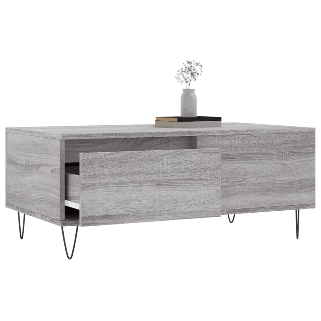 vidaXL Coffee Table Grey Sonoma 90x50x36,5 cm Engineered Wood