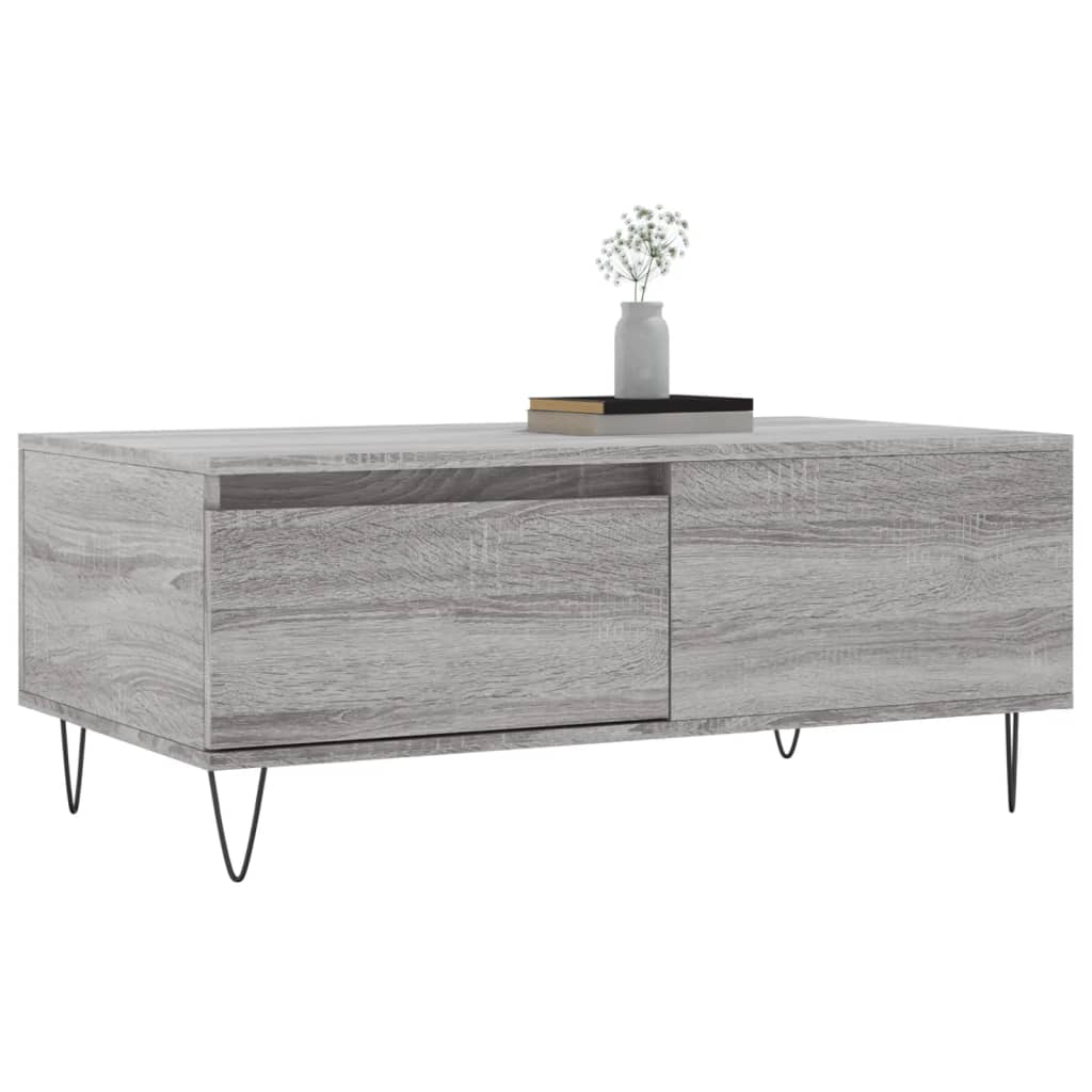 vidaXL Coffee Table Grey Sonoma 90x50x36,5 cm Engineered Wood