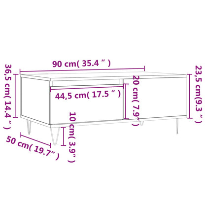vidaXL Coffee Table Grey Sonoma 90x50x36,5 cm Engineered Wood