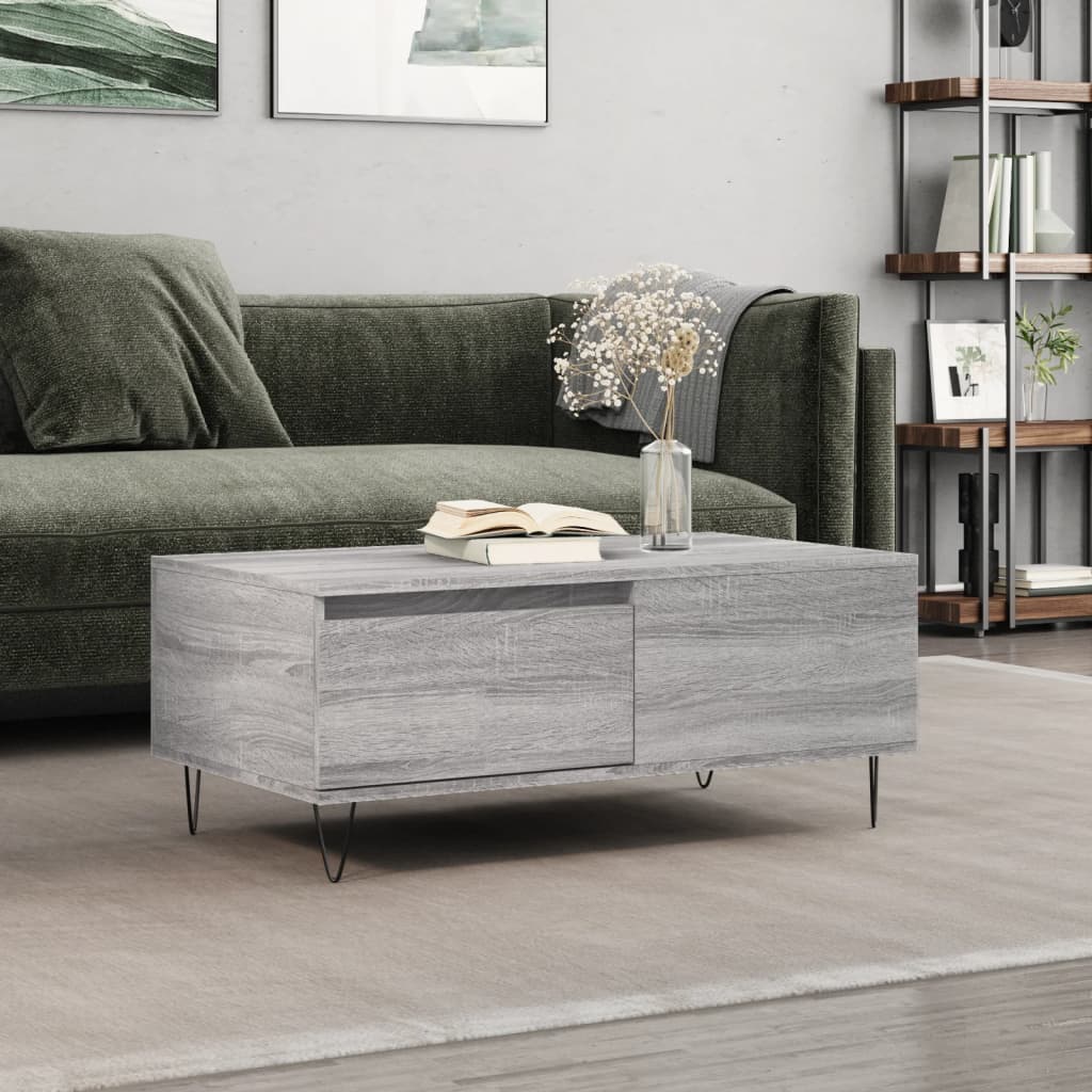 vidaXL Coffee Table Grey Sonoma 90x50x36,5 cm Engineered Wood