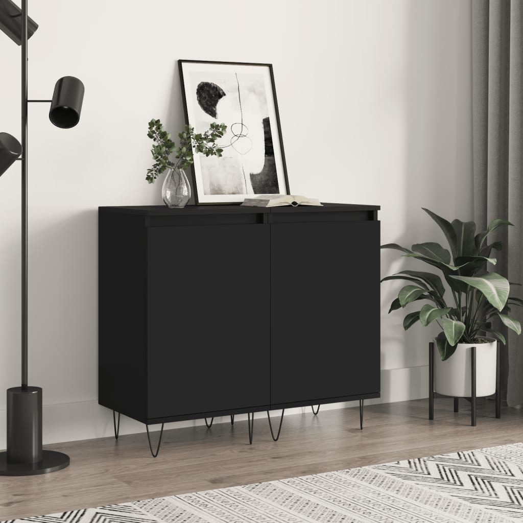 vidaXL Sideboards 2 pcs Black 40x35x70 cm Engineered Wood