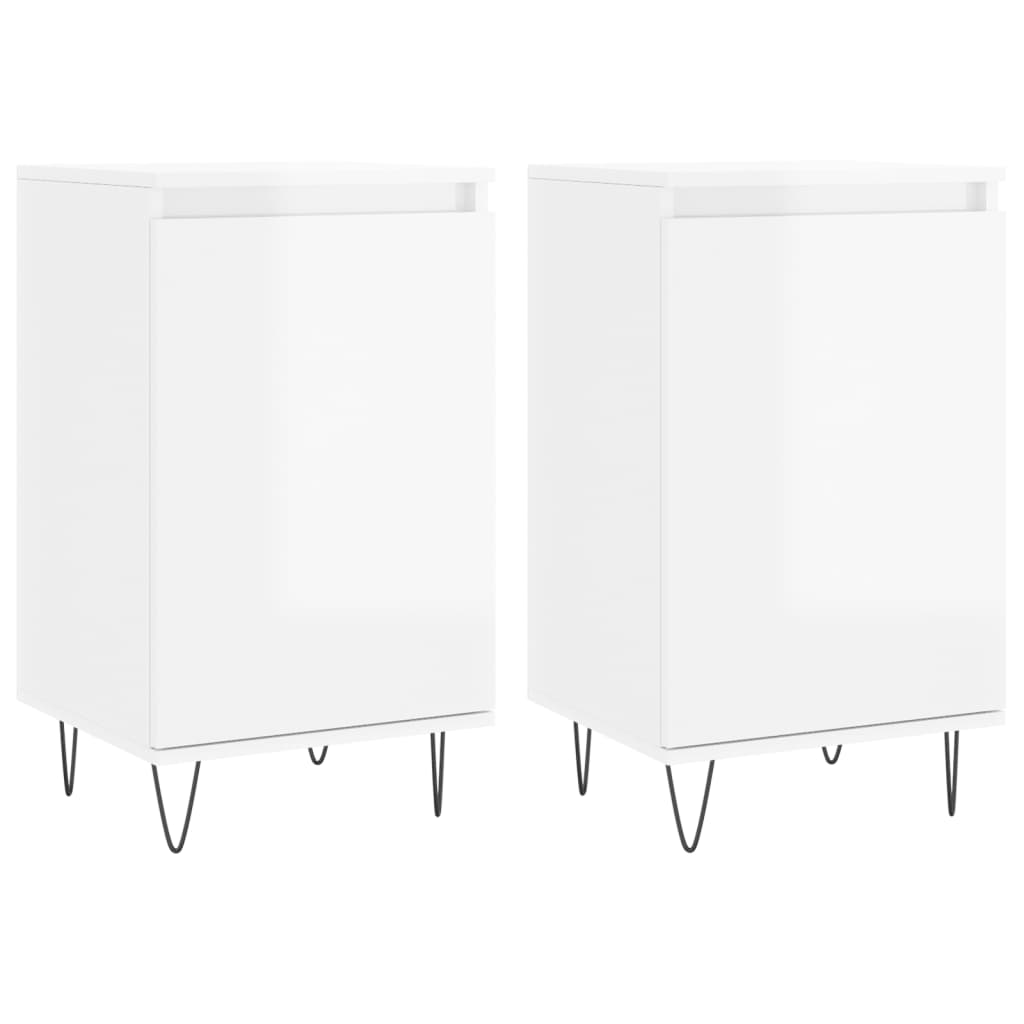 vidaXL Sideboards 2 pcs High Gloss White 40x35x70 cm Engineered Wood