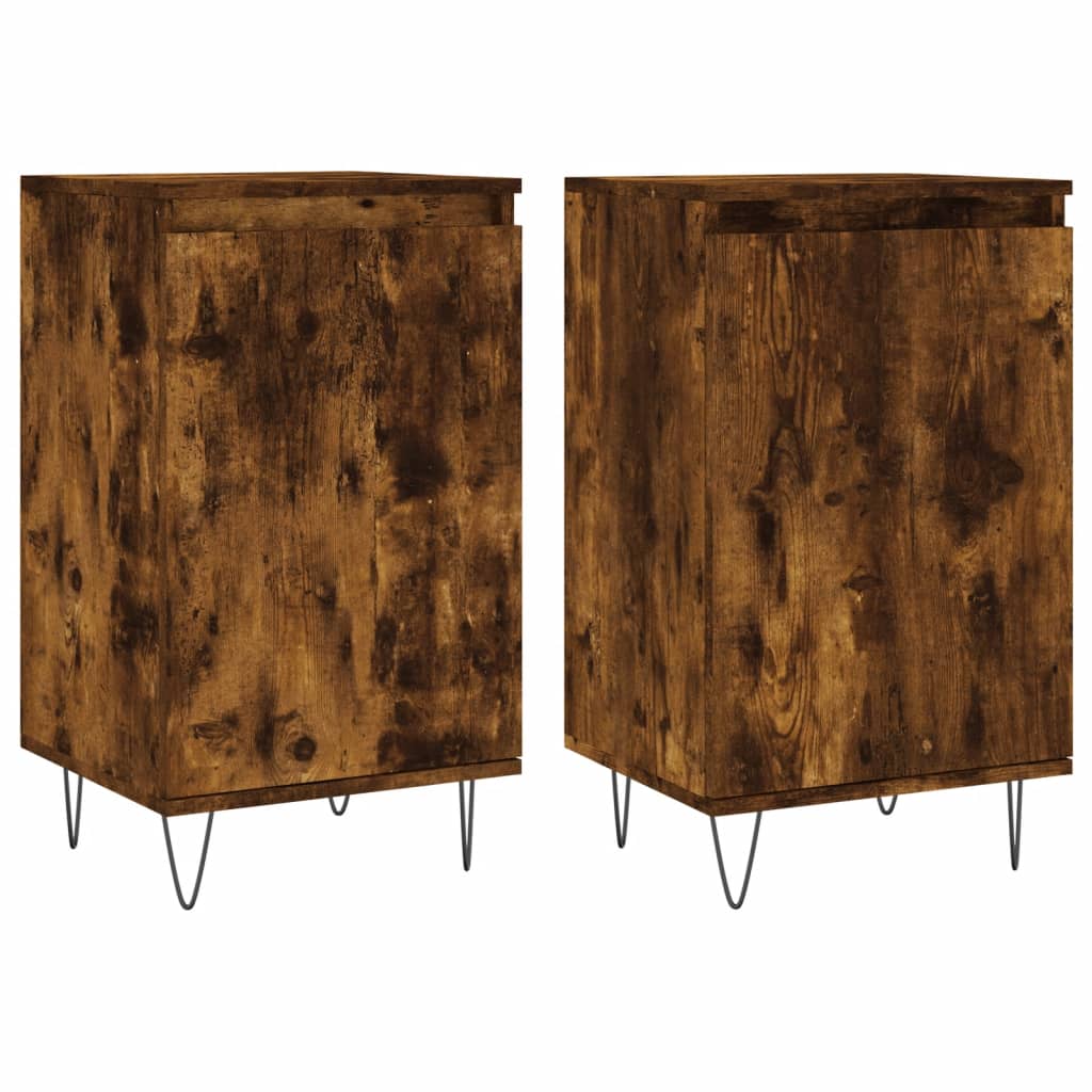 vidaXL Sideboards 2 pcs Smoked Oak 40x35x70 cm Engineered Wood