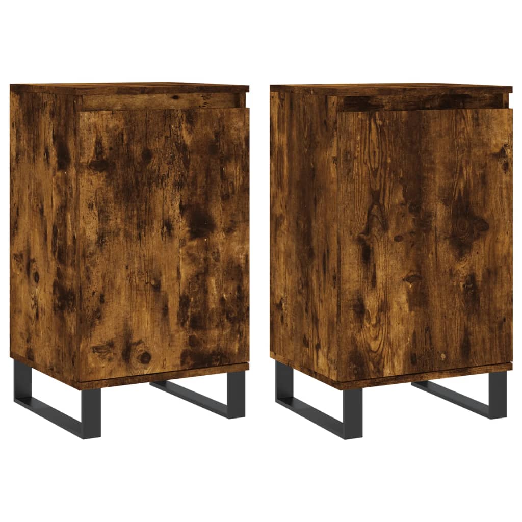 vidaXL Sideboards 2 pcs Smoked Oak 40x35x70 cm Engineered Wood