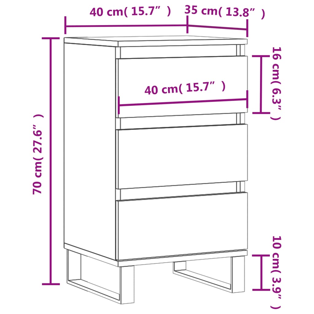 vidaXL Sideboard White 40x35x70 cm Engineered Wood
