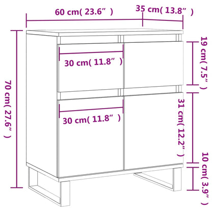 vidaXL Sideboard White 60x35x70 cm Engineered Wood