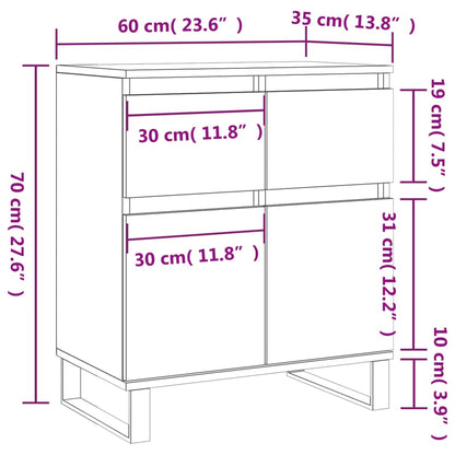 vidaXL Sideboard Concrete Grey 60x35x70 cm Engineered Wood