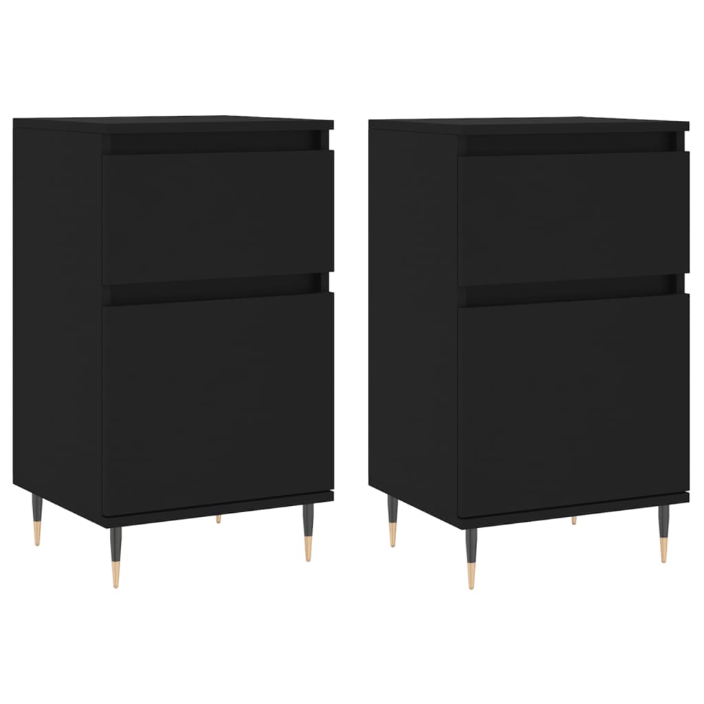 vidaXL Sideboards 2 pcs Black 40x35x70 cm Engineered Wood