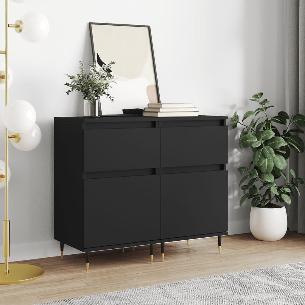 vidaXL Sideboards 2 pcs Black 40x35x70 cm Engineered Wood