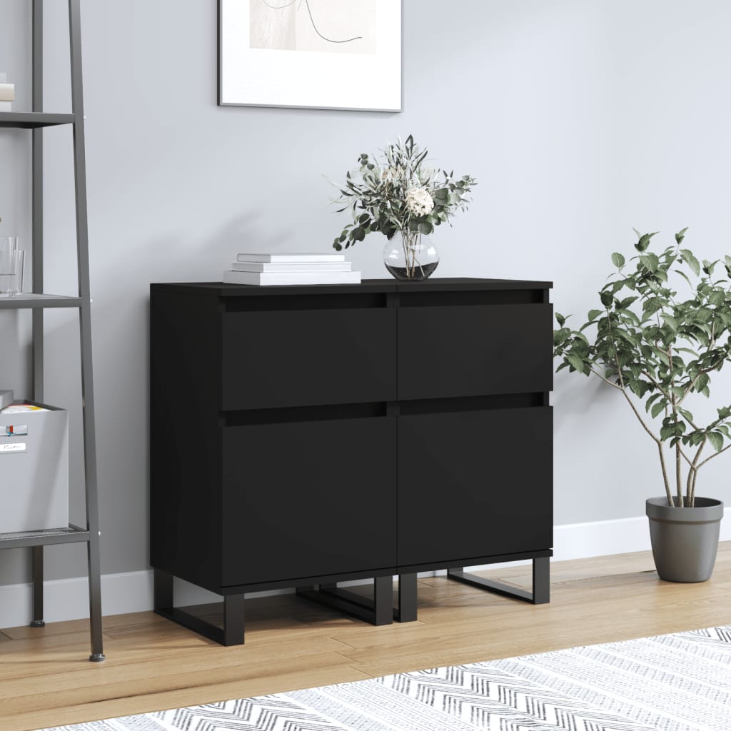 vidaXL Sideboards 2 pcs Black 40x35x70 cm Engineered Wood