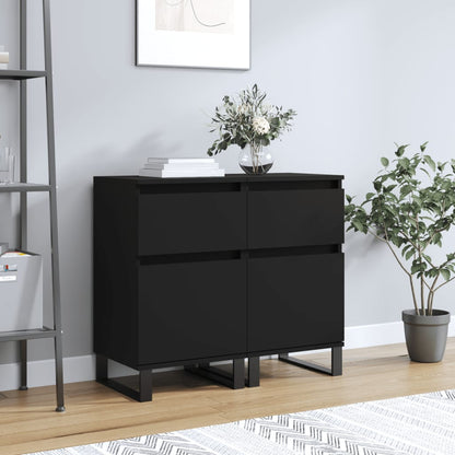 vidaXL Sideboards 2 pcs Black 40x35x70 cm Engineered Wood